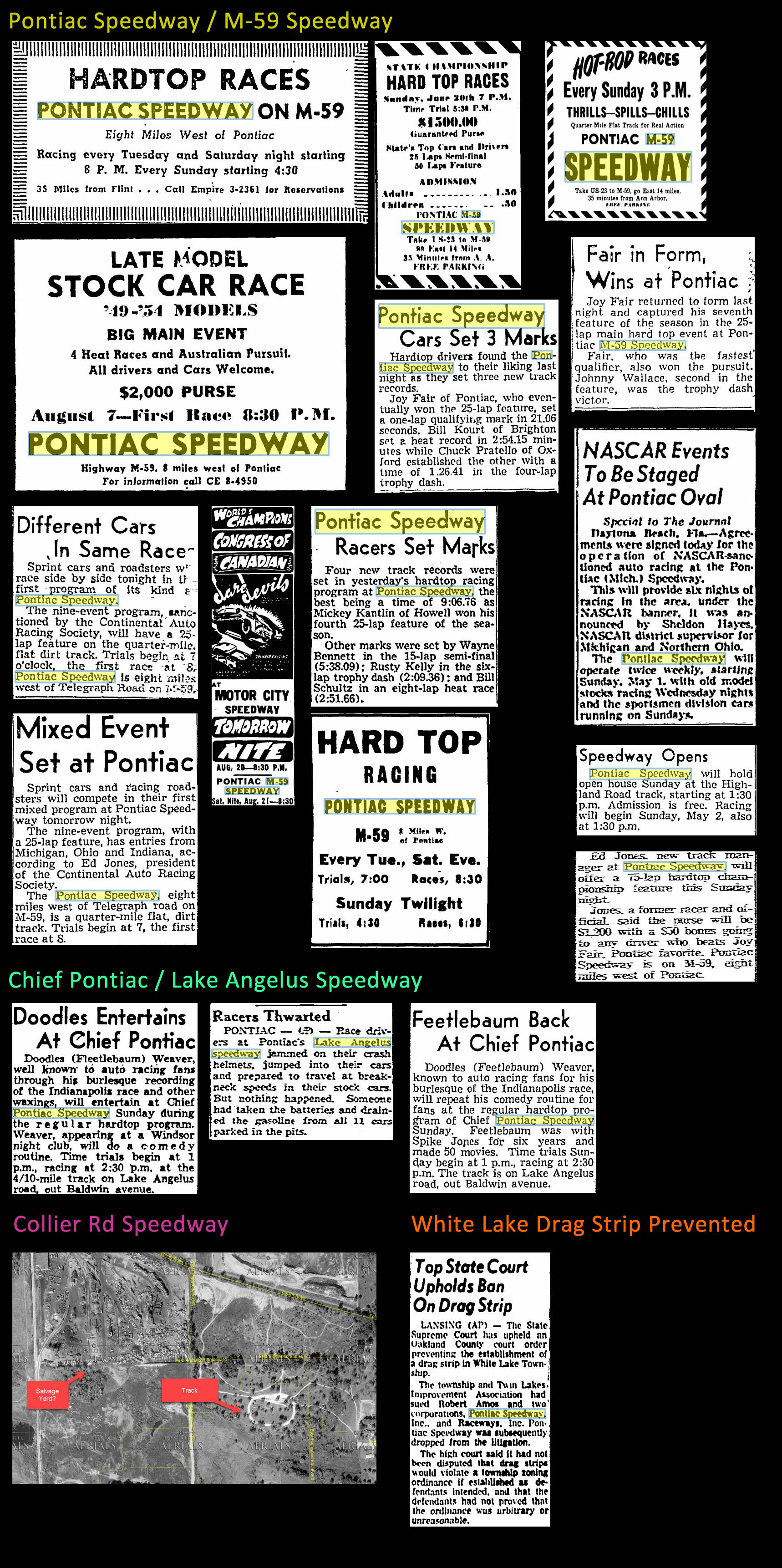 Chief Pontiac Speedway (Lake Angelus Speedway) - 1953-1955 Ads For Oak County Speedways (newer photo)